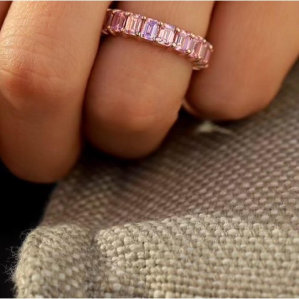 Custom Made Lab Grown Emerald Cut Size 6 Stackable Ring